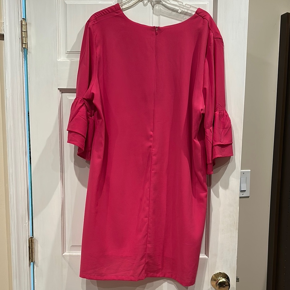 Pink Ruffle Sleeve Crepe Style Dress - Picture 7 of 8
